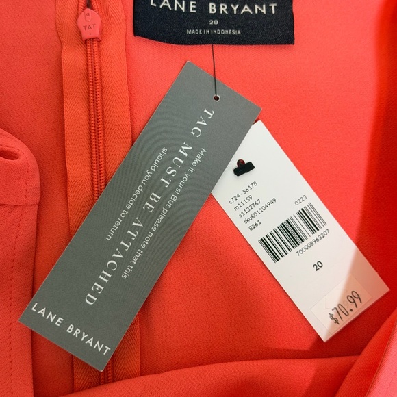 Lane Bryant Coral Fit & Flare Lena Dress with Tie Belt - Size 20 - Picture 7 of 8